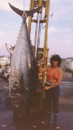 tuna fish caught by woman